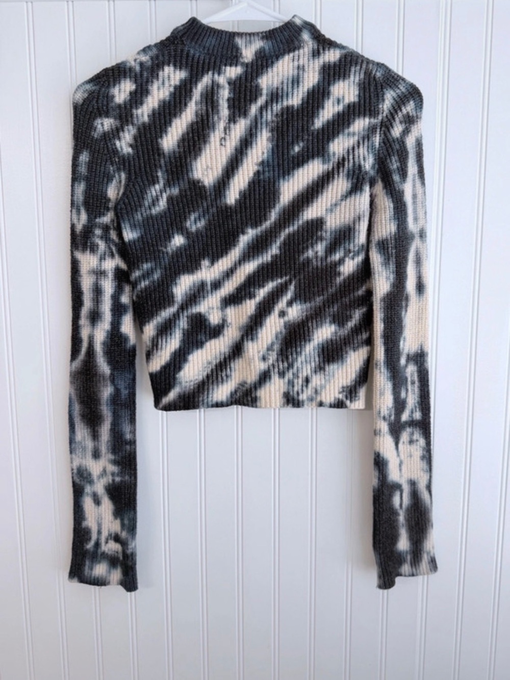 Princess Polly Black & Cream Tie-Dye Ribbed Crop Top